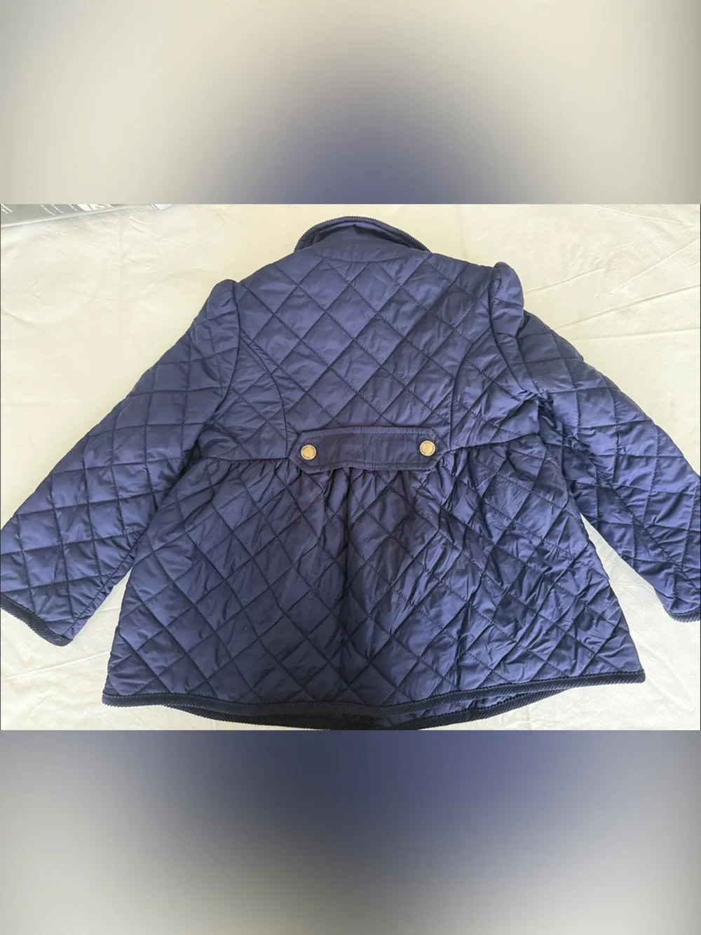 Ralph Lauren Quilted Navy Puffer Jacket with Cord Trim